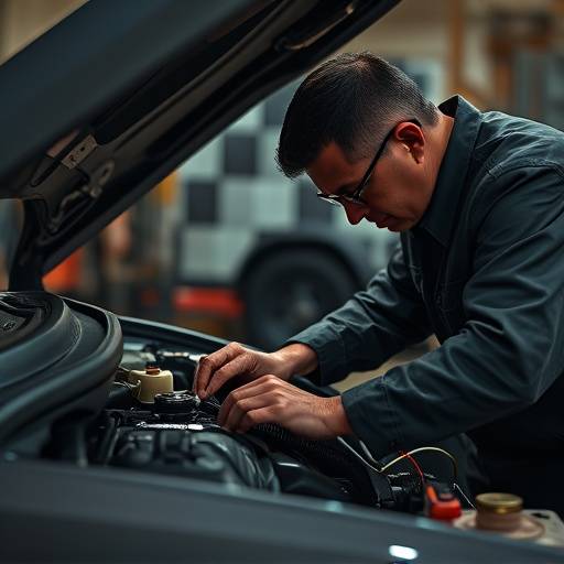 Mechanic working on a car engine